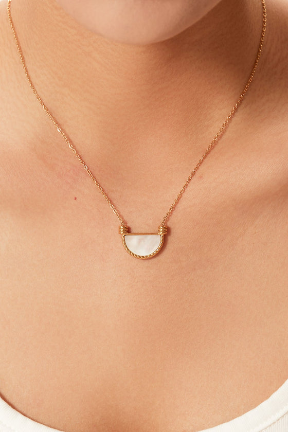 Stainless Steel Semi Circle Pendant Necklace