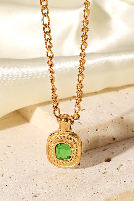 Gold Inlaid Rhinestone Pendant