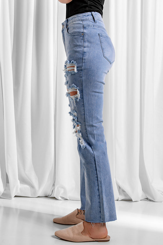 Distressed Raw Hem Boyfriend Jeans