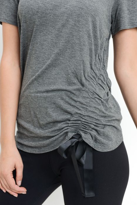 Gathered Side Ribbon Accent Top