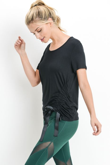 Gathered Side Ribbon Accent Top