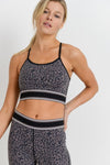 Leopard Print Color Block Sports Bra