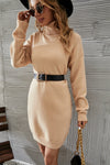 Turtleneck Dropped Shoulder Sweater Dress