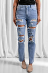 Distressed Raw Hem Boyfriend Jeans