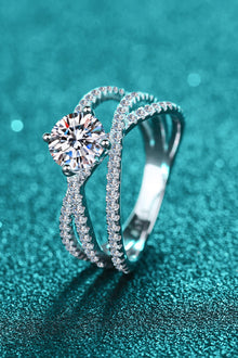  Silver Moissanite Crisscross Ring