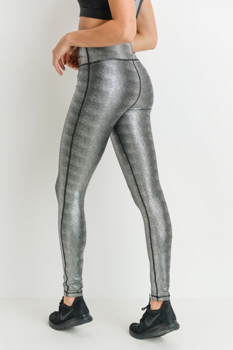High-waist Foil Scale Print Full Leggings