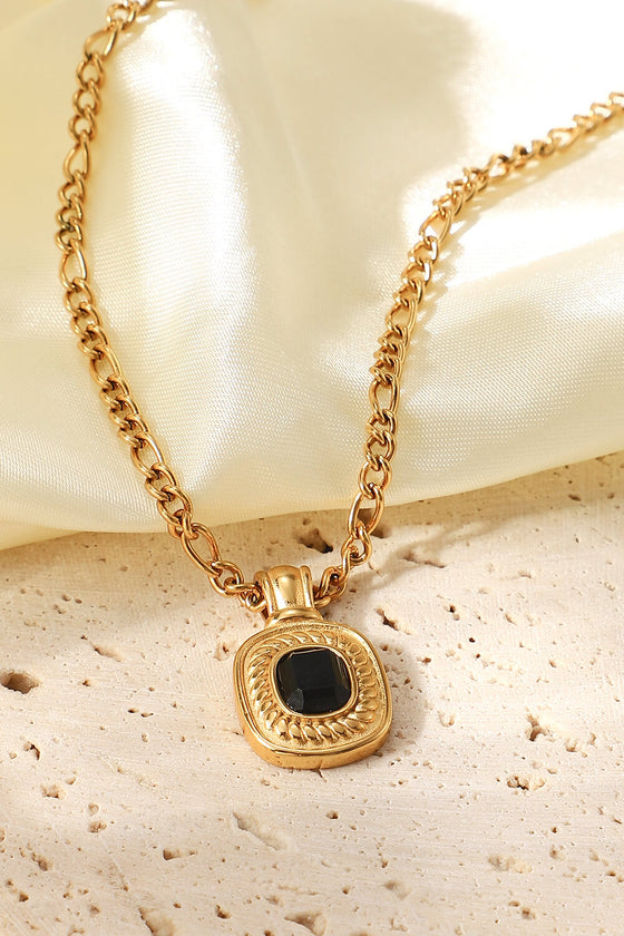 Gold Inlaid Rhinestone Pendant