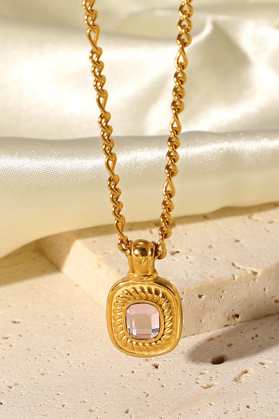 Gold Inlaid Rhinestone Pendant