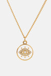 Cubic Zirconia Evil Eye Pendant Chunky Chain Necklace