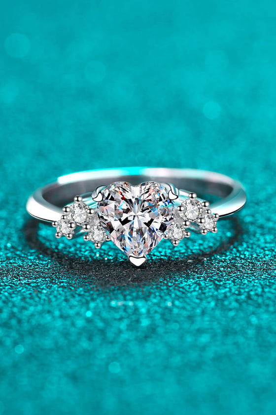 Silver Moissanite Heart Ring