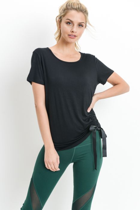Gathered Side Ribbon Accent Top