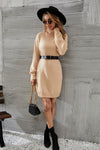 Turtleneck Dropped Shoulder Sweater Dress