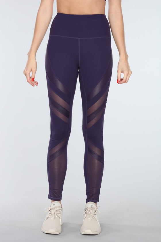 OXYGEN DIAGONAL-MESH LEGGINGS | PURPLE