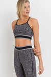 Leopard Print Color Block Sports Bra