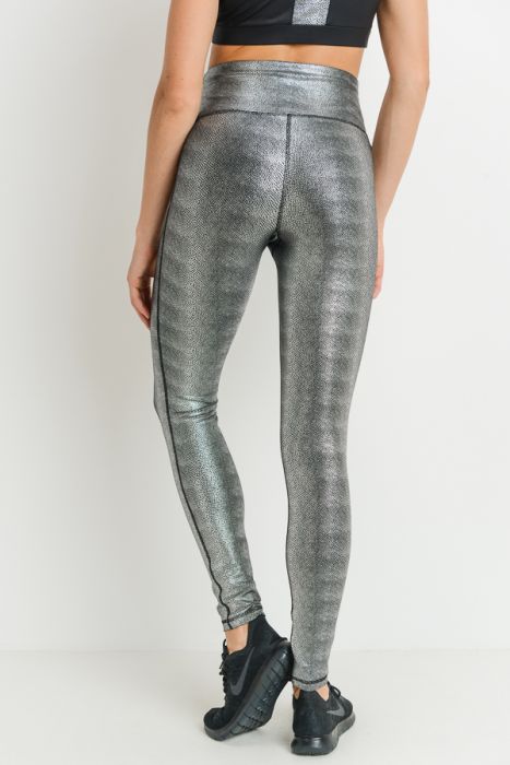 High-waist Foil Scale Print Full Leggings