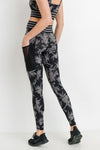Highwaist Striped Band Tropical Silhouette Print Leggings