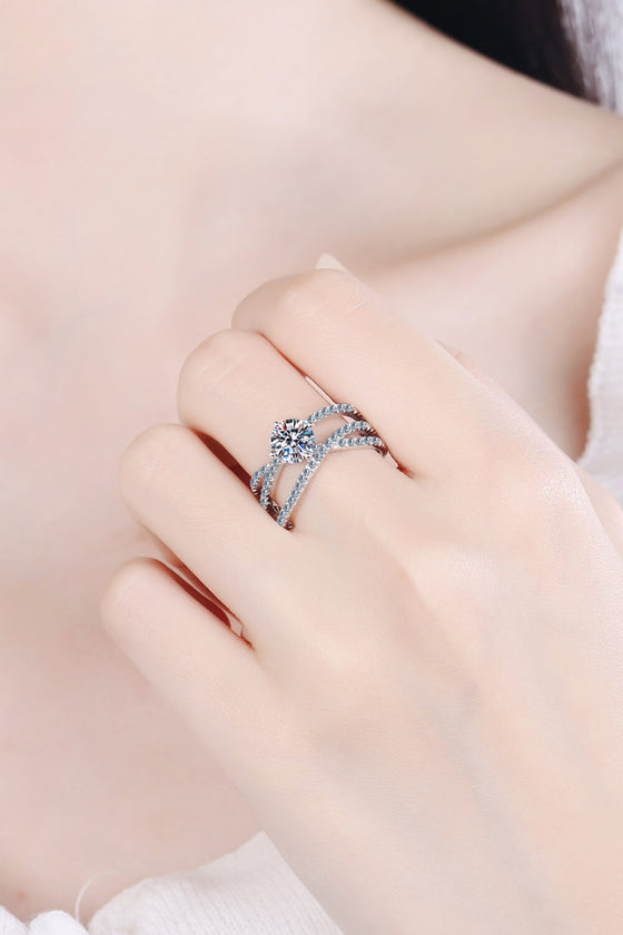 Silver Moissanite Crisscross Ring