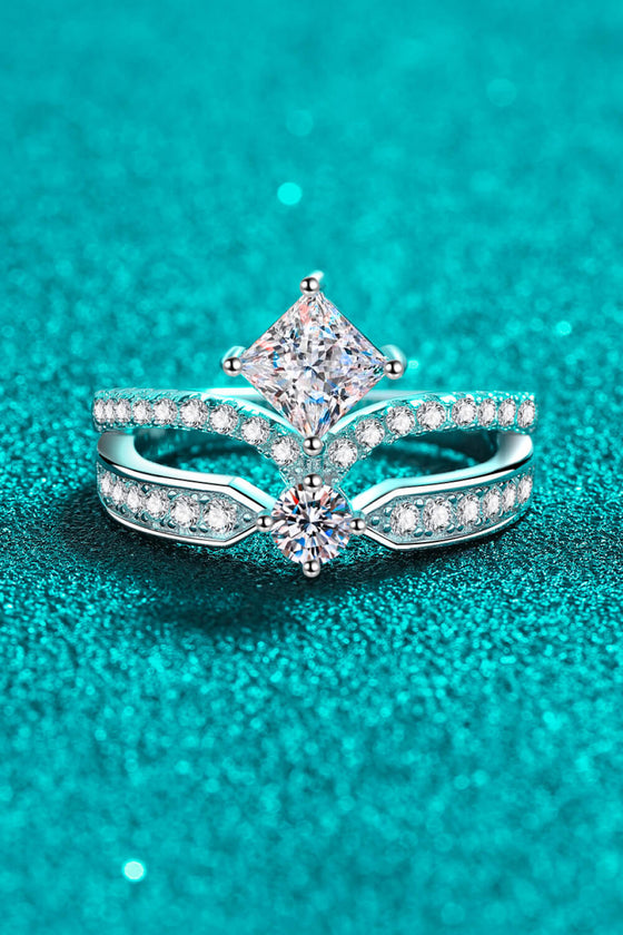 Sterling Moissanite Crown Ring