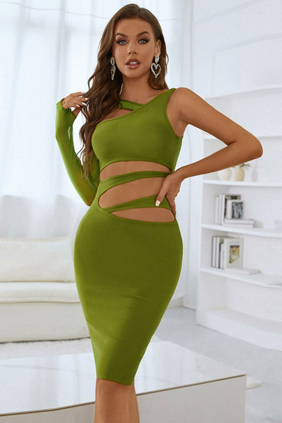 Asymmetrical Neck Cutout Bodycon Dress