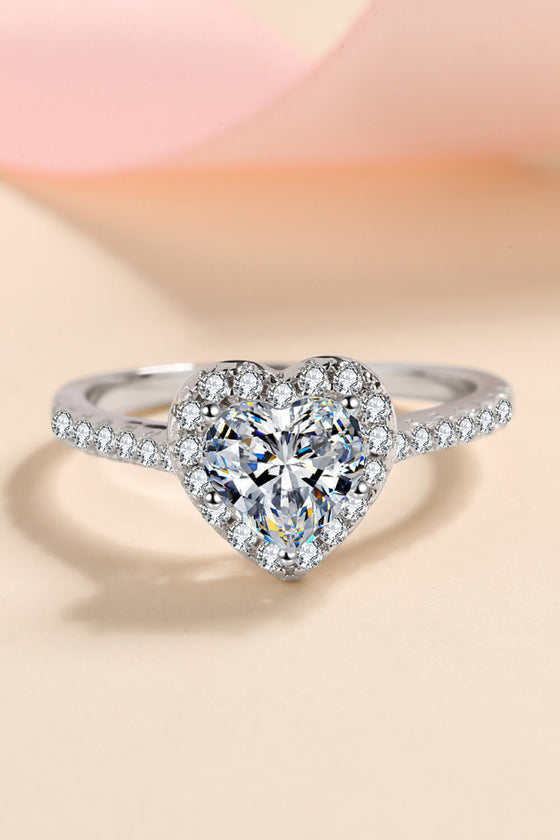 Silver Moissanite Heart Ring