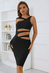 Asymmetrical Neck Cutout Bodycon Dress