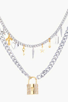  Lock Pendant Double-Layered Necklace