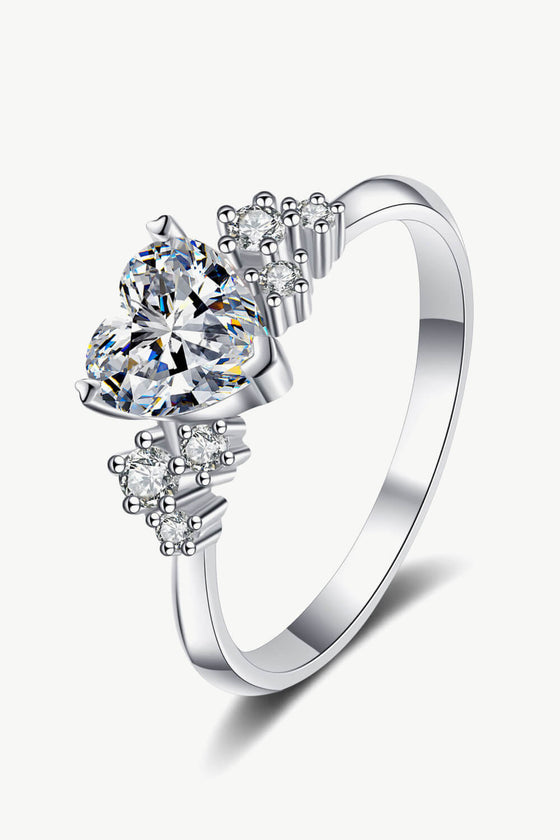 Silver Moissanite Heart Ring