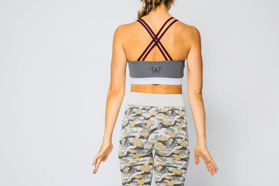 Double X-Strap Colorblock Sports Bra