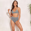 Striped Adjustable Strap Bikini Set