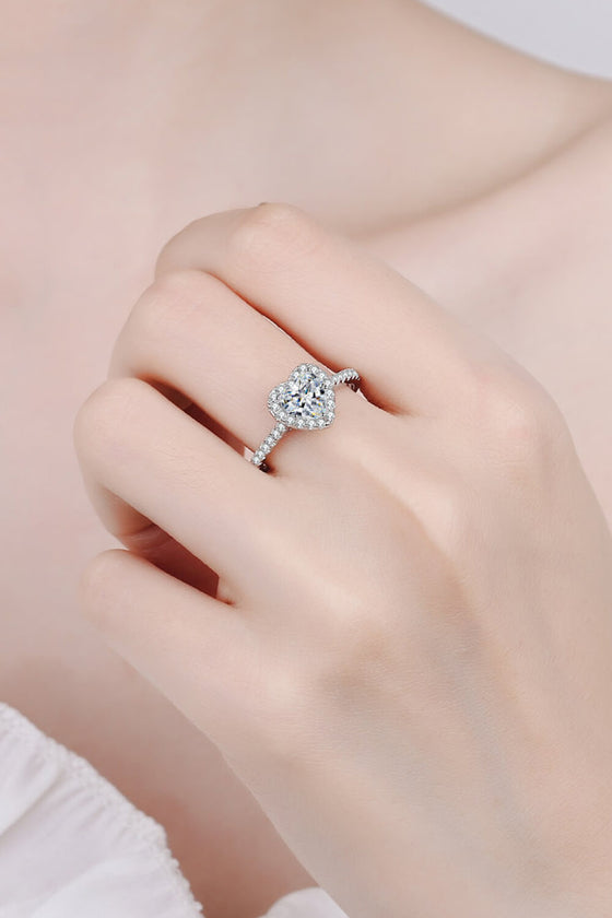 Silver Moissanite Heart Ring