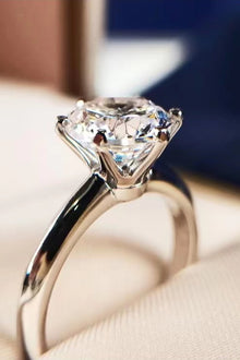  Silver Moissanite Prong Ring