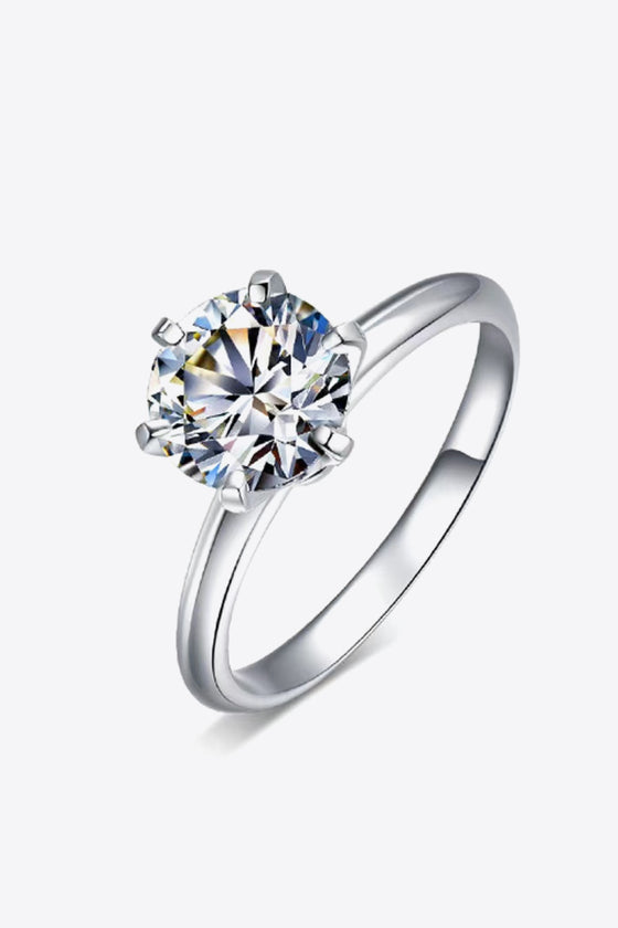 Silver Moissanite Prong Ring