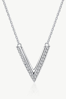  Sterling Silver V Letter Pendant Necklace