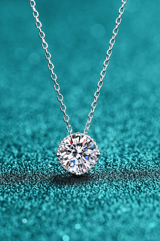 Silver Moissanite Round Pendant