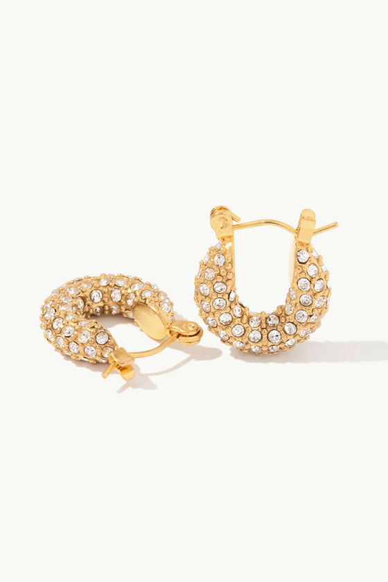 Inlaid Zircon Hoop Earrings