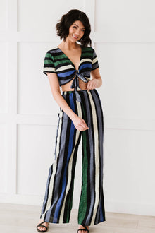  Dress Day So Divine Striped Crop Top and Pants Set